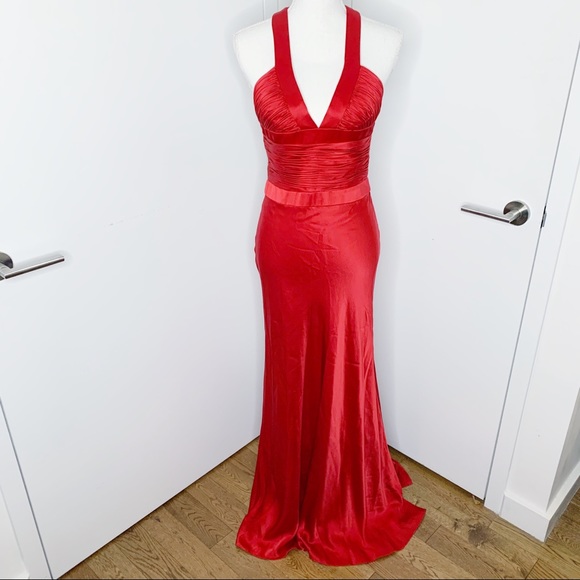 Aidan Mattox Niteline red silk gown dress - Picture 1 of 6